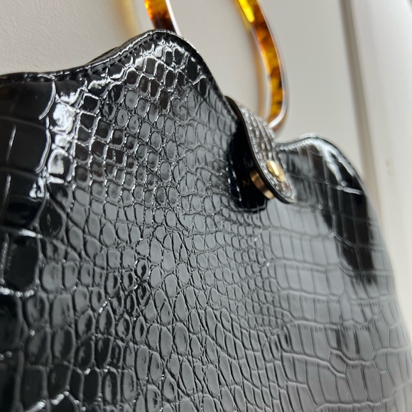 Vintage black croc handbag - Picture 4 of 5